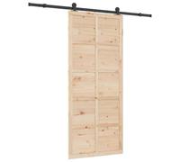 Gecheer Rustic Pine Wood Sliding Door with Steel Accents - Ideal for Dining, Living & Bedrooms Model3381181