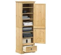 Gecheer Rustic Solid Pine Wardrobe with Metal Handles and Wall Anchors - 55x38x170 cm Model4002767