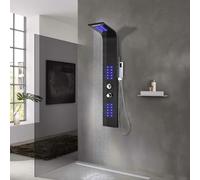 Gecheer Shower Panel Unit Aluminium 20x44x130cm Black shower screen Model142996