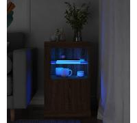 Gecheer Side Cabinet LED Sideboard Living Room Storage Cabinet Buffet Cabinet Floor Cupboard Brown Oak Engineered Wood Type 2