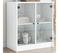 Gecheer Side Cabinet with Glass Doors White 68x37x75.5 cm Type1