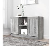 Gecheer Sideboard Side Cabinet Storage Cabinet with Sliding Door Stackable Buffet Sideboard Floor Cupboard for Dining Living Room Hallway Grey Sonoma 120x30.5x70 cm Engineered Wood