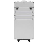 Gecheer Silver Makeup Trolley Case with 4 Tiers & Detachable Wheels, 37x22x78 cm Model91814