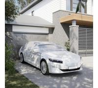 Gecheer Silver XL Half Car Cover with Hooks, PEVA Multi-Layer Protection, 317x161x64 cm, Indoor & Outdoor Use 4008960