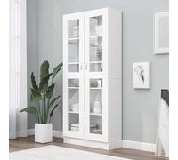Gecheer Sl lassic Vitrine Cabinet with 5 Compartments & 2 Doors - Engineered Wood, White, 82.5x30.5x185 cm - Home Decor Storage Model802768