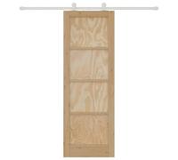 Gecheer Sliding Door Natural and White 73.5 x 211 cm Solid Pine Wood 3445477
