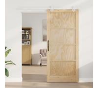 Gecheer Sliding Door with Hardware Set 93x211 cm Solid Wood Pine Barn Door Hardware Kit Model3333572