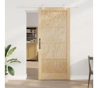 Gecheer Sliding Door with Hardware Set 93x211 cm Solid Wood Pine for Closet, Bedroom, Industrial Style Model3333572