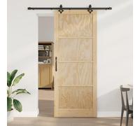 Gecheer Sliding Door with Hardware Set 93x232 cm Solid Wood Pine for Closet, Bedroom, Industrial Style Model3333518