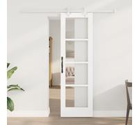 Gecheer Sliding Door with Hardware Set White 61x198.5 cm Solid Wood Pine for Closet, Bedroom, Industrial Style Model3332210
