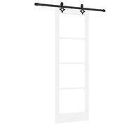 Gecheer Sliding Door with Hardware Set White 73.5x211 cm Solid Wood Pine Barn Door Hardware Kit Model3332270