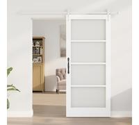 Gecheer Sliding Door with Hardware Set White 86x198.5 cm Solid Wood Pine Barn Door Hardware Kit Model3332424