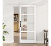 Gecheer Sliding Door with Hardware Set White 86x198.5 cm Solid Wood Pine for Closet, Bedroom, Industrial Style Model3332424