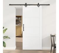 Gecheer Sliding Door with Hardware Set White 86x198.5 cm Solid Wood Pine for Closet, Bedroom, Industrial Style Model3333511