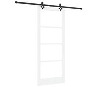 Gecheer Sliding Door with Hardware Set White 86x211 cm Solid Wood Pine Barn Door Hardware Kit Model3332314