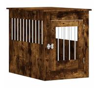 Gecheer Smoked Oak Dog Crate Furniture - Cozy Space for Medium Breeds, Locking System, Removable Cover, Indoor Use, Brown, Rectangular, Engineered Wood, 21.7 x 31.5 x 26.8 in Model838327