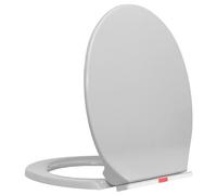 Gecheer Soft-Close Toilet Seat Quick Release Light Grey Oval Slow Close Toilet Seat for Family