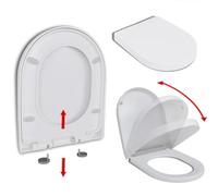 Gecheer Soft-close Toilet Seat with Quick-release Design White Square Slow Close Toilet Seat for Family 46 x 36 cm(60-200 mm)