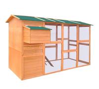 Gecheer Spacious Wooden Chicken Coop with Nest Box, Non-Slip Ramps, and Removable Tray - Durable Pinewood, Weatherproof Roof, Lockable Doors for Backyard Poultry - Brown, 295x163x170 cm 170411