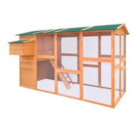 Gecheer Spacious Wooden Chicken Coop with Nest Box & Non-Slip Ramps - Brown, 295 x 163 x 170 cm, Suitable for Chickens 170411