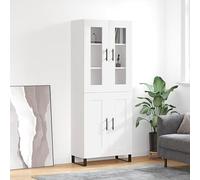 Gecheer Tall Book Cabinet Bookcase Vitrine Cabinet Storage Cupboard Wooden Living Room Kitchen Hallway Storage Cabinet White 69.5x34x180 cm Engineered Wood 2 wood doors
