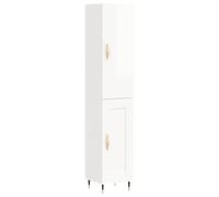 Gecheer Tall Kitchen Cabinet Free Standing Storage Cupboard Bookcase Wooden Floor Storage Cabinet Unit for Living Room Kitchen Hallway High Gloss White 34.5x34x180 cm Engineered Wood