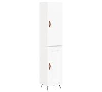Gecheer Tall Kitchen Cabinet Free Standing Storage Cupboard Bookcase Wooden Floor Storage Cabinet Unit for Living Room Kitchen Hallway White 34.5x34x180 cm Engineered Wood 364