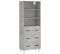 Gecheer Tall Kitchen Cabinet Free Standing Storage Cupboard Bookcase Wooden Floor Storage Cabinet Unit for Living Room Kitchen Hallway Concrete Grey 69.5x34x180 cm Engineered Wood 519