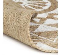 Gecheer Tapis fait à la main Jute avec imprimé blanc 120 cm carpet Model133696