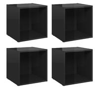 Gecheer TV cabinets 4 pcs. High-gloss black 37x35x37 cm wood-based material Entertainment Center and TV Cabinet Model805521
