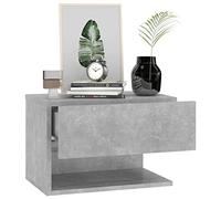 Gecheer Wall Bedside Table Wall-mounted Bedside Cabinet Floating Nightstands with Drawer and Open Shelf for Bedroom Living Room Concrete Grey