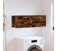 Gecheer Wall Cabinet Hanging Bathroom Cabinet, Floating Kitchen Storage Cupboard, Wall Sideboard Side Cabinet for Living Room Bathroom Smoked Oak 100x36.5x35 cm Engineered Wood