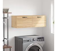 Gecheer Wall Cabinet Hanging Kitchen Cabinet, Floating Bathroom Storage Cupboard, Wall Sideboard Side Cabinet for Living Room Bathroom Sonoma Oak 100x36.5x35 cm Engineered Wood