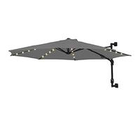 Gecheer Wall-mounted Cantilever Parasol Umbrella Garden Parasol Sun Shade Shelter Canopy for Outdoor, Garden, Patio, Beach with LEDs and Metal Pole 300 cm Anthracite