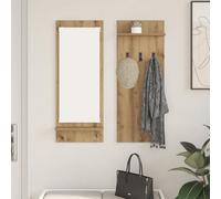 Gecheer Wall-Mounted Coat Rack with Shelf Wall-mounted with Storage with Mirror Artisan oak Engineered wood Shelf With Hooks Model874530