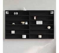 Gecheer Wall Shelves Floating Display Cabinet with 12 Shelves Living Room Office Bedroom Storage Open Shelves Vitrine Cabinet Black 100x8.5x58 cm Engineered Wood