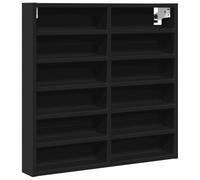 Gecheer Wall Shelves Floating Display Cabinet with 12 Shelves Living Room Office Bedroom Storage Open Shelves Vitrine Cabinet Black 60x8.5x58 cm Engineered Wood