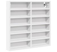 Gecheer Wall Shelves Floating Display Cabinet with 12 Shelves Living Room Office Bedroom Storage Open Shelves Vitrine Cabinet White 60x8.5x58 cm Engineered Wood
