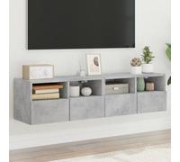 Gecheer Wall TV Units Wall-mounted TV Cabinets Wooden Floating TV Stand Sideboard Multimedia Entertainment Living Room Furniture Storage Unit 2 pcs Concrete Grey 60x30x30 cm Engineered Wood Type1