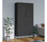 Gecheer Wardrobe with 4 Adjustable Shelves Storage Wardrobe Clothing Cabinet Clothes Storage Organiser for Bedroom, Cloakroom Anthracite 90x50x180 cm Steel Wardrobes