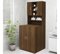 Gecheer Washing Machine Storage Cabinet Bathroom Storage Rack Wooden Laundry Cupboard with Shelves Brown Oak 70.5x25.5x90 cm