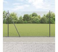 Gecheer Welded Wire Fence with 13 Flanged Posts Grey 1.6x2.5 m Steel Garden Decoration Fence