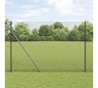 Gecheer Welded Wire Fence with 13 Posts Grey 1.5x50 m Steel Garden Decoration Fence