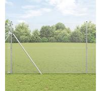 Gecheer Welded Wire Fence with 7 Posts 1.5x10 m Galvanised Steel Garden Decoration Fence