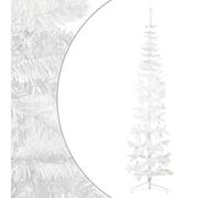 Gecheer White PVC Artificial Half Christmas Tree - 61cm Wide, 240cm Tall, 324 Tips, Space-Saving Model344568