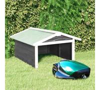 Gecheer Wooden Lawn Mower Garage - Protect Your Robot Mower with Solid Firwood, Easy Assembly, Grey and White Model170879