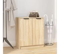 Gecheer Wooden Shoe Cabinet With 2 Doors - Storage Organiser Rack Stand Cupboard for Hallway - Sonoma Oak 59x35x70 cm Engineered Wood