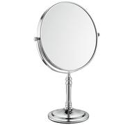 Gecious Silver Makeup Mirror 1X/10X Free Standing 8 Inches 360 Swivel Dual-Sided Tabletop Makeup Mirror, Metal