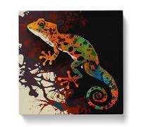 Gecko Abstract Expressionism Canvas Print | Gallery Wrapped 30mm Frame Wall Art | 20x20 inches | Ready to Hang | Eclectic Picture | Living Room Bedroom Lounge Office