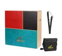 GECKO Cajon Drum Dual Sided Wooden Cajon with Bongo and Guitar String Sounds Portable Hand Percussion for Beginners and Professional Drummers Birch and Walnut Includes Carry Bag